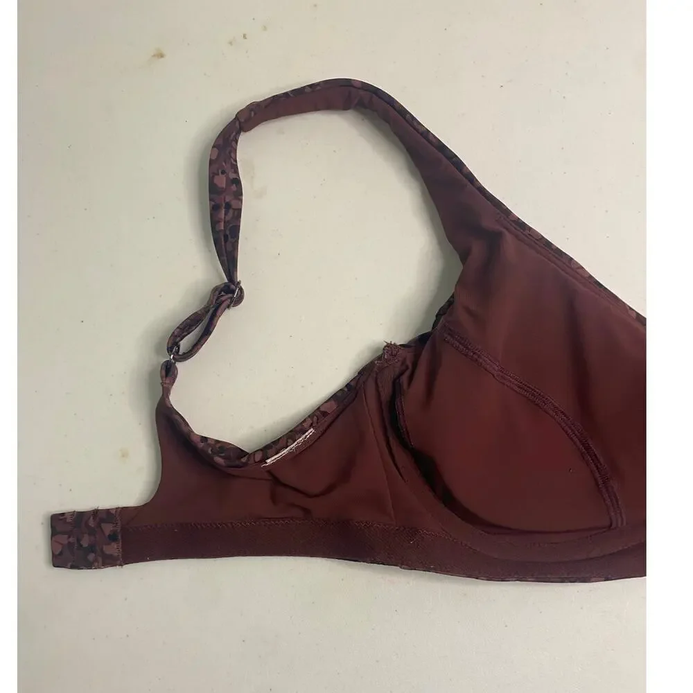 ATHLETA Bondi Bra Cup Bikini Wired Top In Camo Flora Decadent Chocolate 34B 34C‎